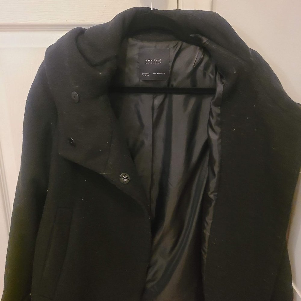 Zara short Peat Coat size Small Dark Blue/black